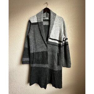 Joseph A Black and Gray Shawl-Collar Long Cardigan